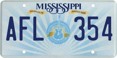 MS license plate AFL354