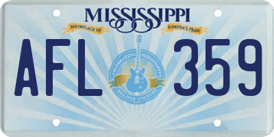 MS license plate AFL359
