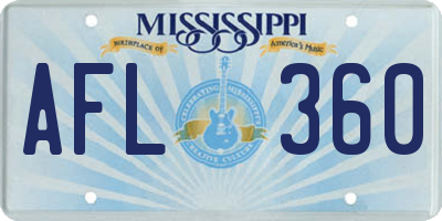 MS license plate AFL360