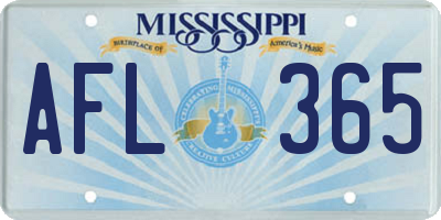 MS license plate AFL365