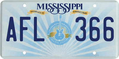 MS license plate AFL366