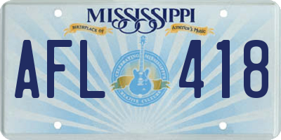 MS license plate AFL418