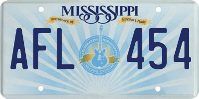 MS license plate AFL454