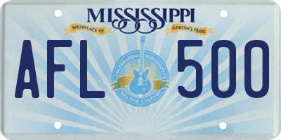 MS license plate AFL500