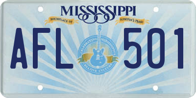 MS license plate AFL501