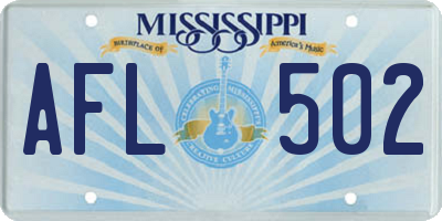 MS license plate AFL502
