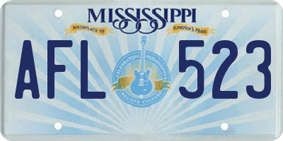 MS license plate AFL523