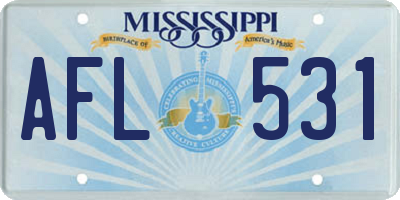 MS license plate AFL531