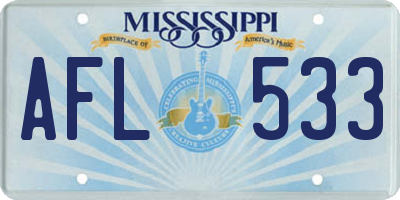 MS license plate AFL533