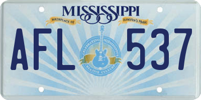 MS license plate AFL537