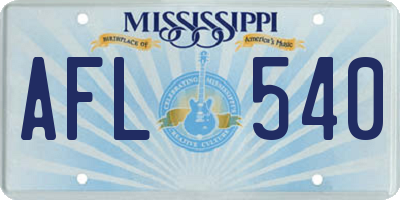 MS license plate AFL540