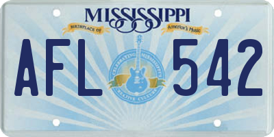 MS license plate AFL542