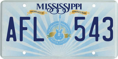 MS license plate AFL543