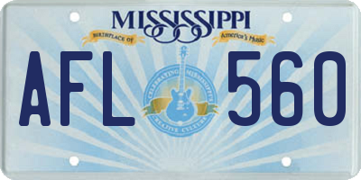MS license plate AFL560