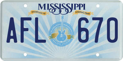 MS license plate AFL670