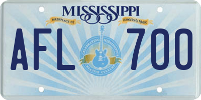 MS license plate AFL700