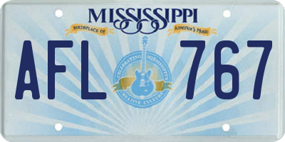 MS license plate AFL767