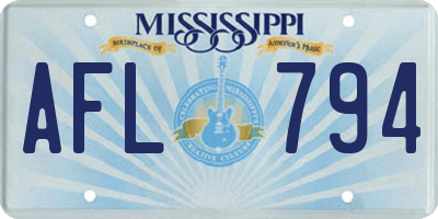 MS license plate AFL794