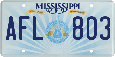 MS license plate AFL803