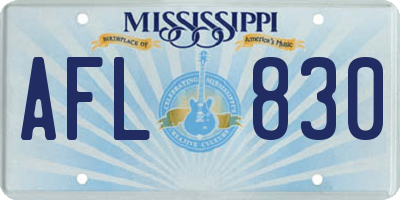MS license plate AFL830