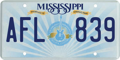 MS license plate AFL839