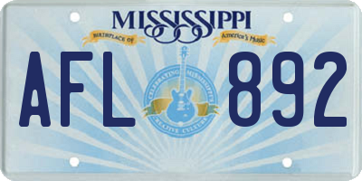 MS license plate AFL892