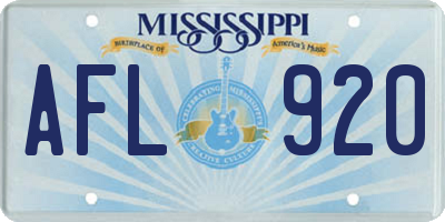 MS license plate AFL920