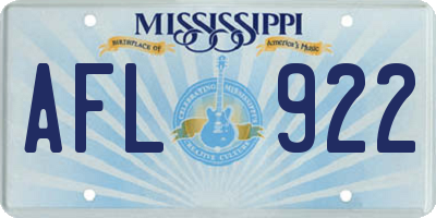 MS license plate AFL922