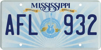 MS license plate AFL932