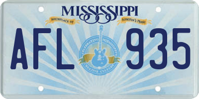 MS license plate AFL935