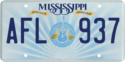 MS license plate AFL937