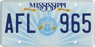 MS license plate AFL965