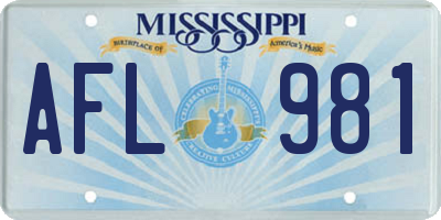 MS license plate AFL981