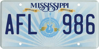 MS license plate AFL986