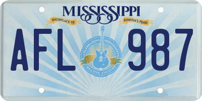 MS license plate AFL987