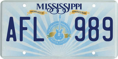 MS license plate AFL989