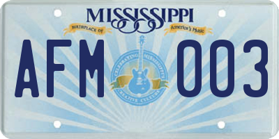 MS license plate AFM003