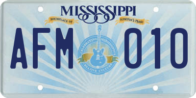 MS license plate AFM010