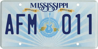 MS license plate AFM011