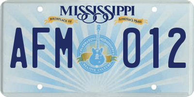 MS license plate AFM012