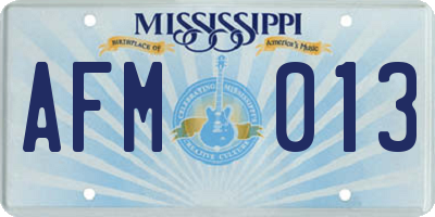 MS license plate AFM013