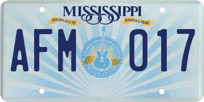 MS license plate AFM017