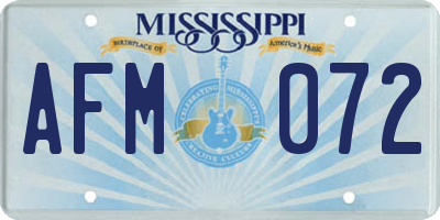 MS license plate AFM072