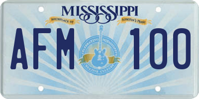 MS license plate AFM100