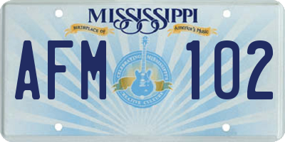 MS license plate AFM102