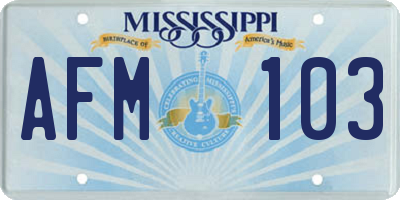 MS license plate AFM103