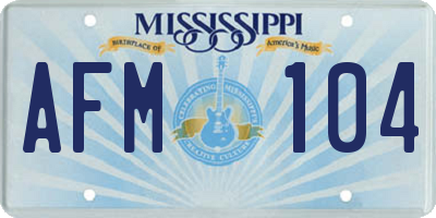 MS license plate AFM104