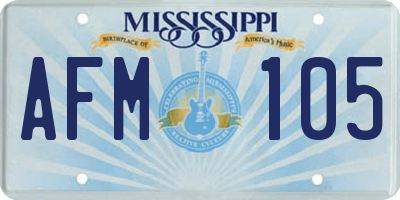 MS license plate AFM105