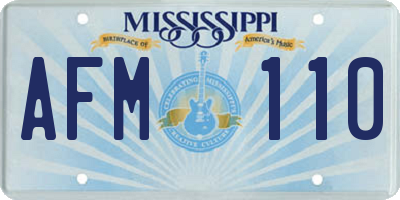 MS license plate AFM110