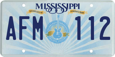 MS license plate AFM112